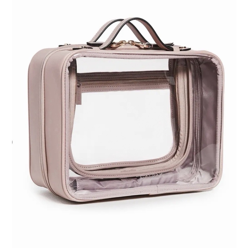 CALPAK MAUVE Medium Clear Cosmetics Travel Case NEW Neutral